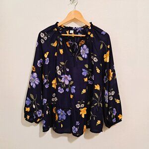Old Navy Women's Floral Top Long Sleeve Peplum Multicolor Size L